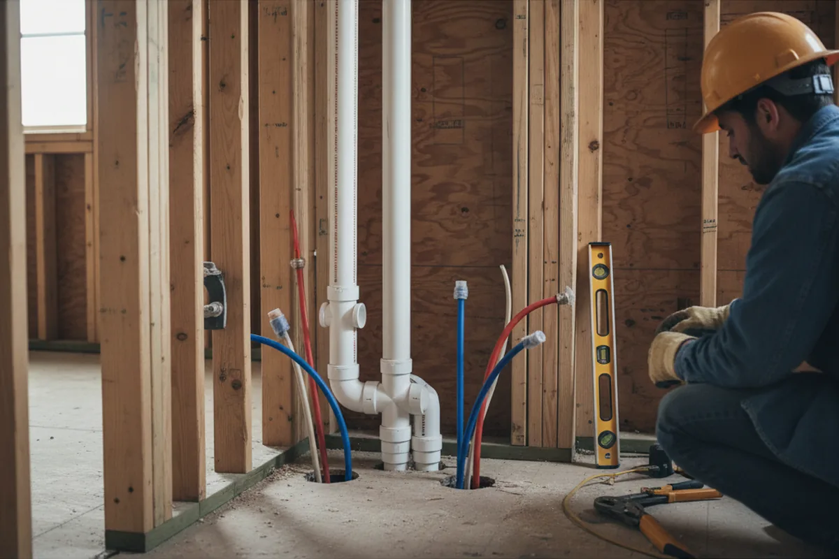 Drain and supply rough-in during Drain Cleaning in Erving